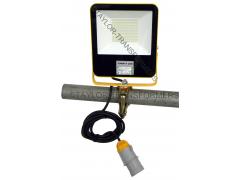 50W 110v LED FLOOD LIGHT ON SINGLE SCAFFOLD BRACKET